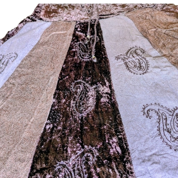 Vtg Boho Velvet Skirt Gypsy Cosplay Raaga Patchwork Embroidered OS Purple Brown - Picture 5 of 14